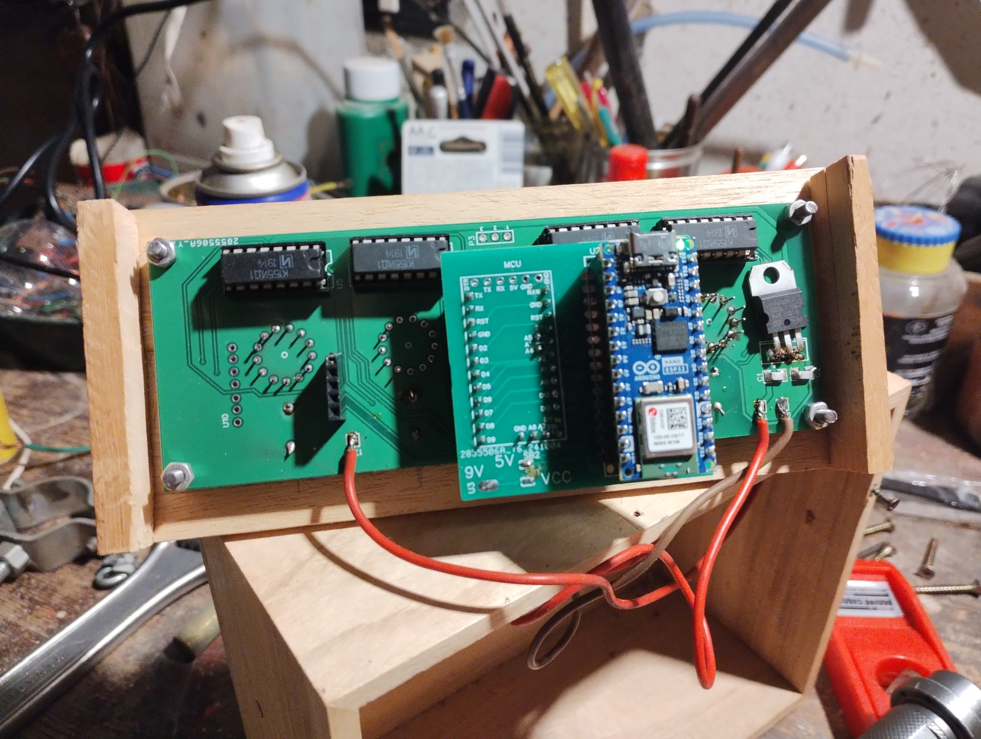 Interposer board installed on the original PCB with an Arduino Nano ESP32 in place